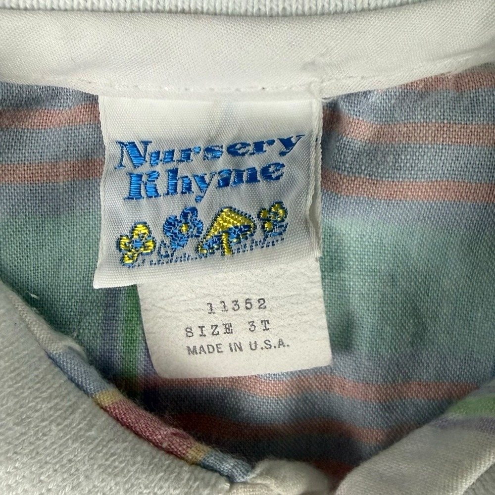 Vintage Nursery Rhyme Pastel Plaid Button Up Shirt Toddler‎ Boy 3T 100%Cotton - Picture 3 of 6